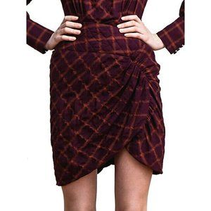 Birgitte Herskind Zaba Skirt Burgundy Plaid Asymmetrical Mini